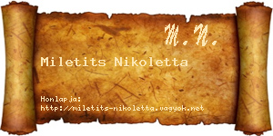 Miletits Nikoletta névjegykártya